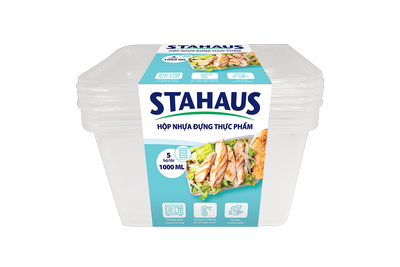 Hộp nhựa đựng thực phẩm chữ nhật Stahaus 1000ml (05 bộ/ lốc)