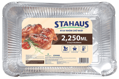 Khay nhôm chữ nhật Stahaus 2250ml (3 cái/gói)