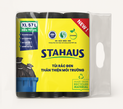 Túi rác TTMT Stahaus (đen) size XL 60x90cm (57L) 3 cuộn/ 1kg