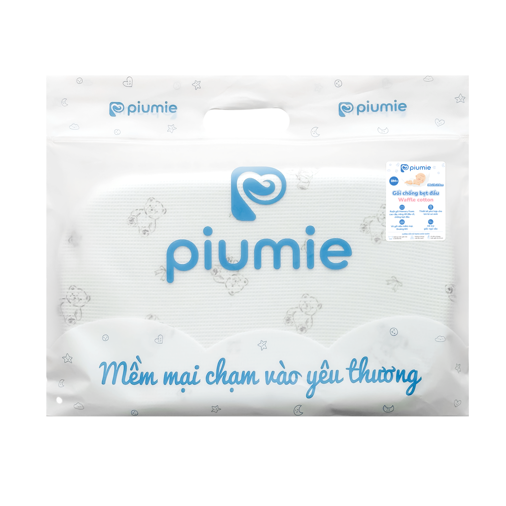 Gối thoáng khí chống bẹt đầu/ méo đầu Waffle Cotton
