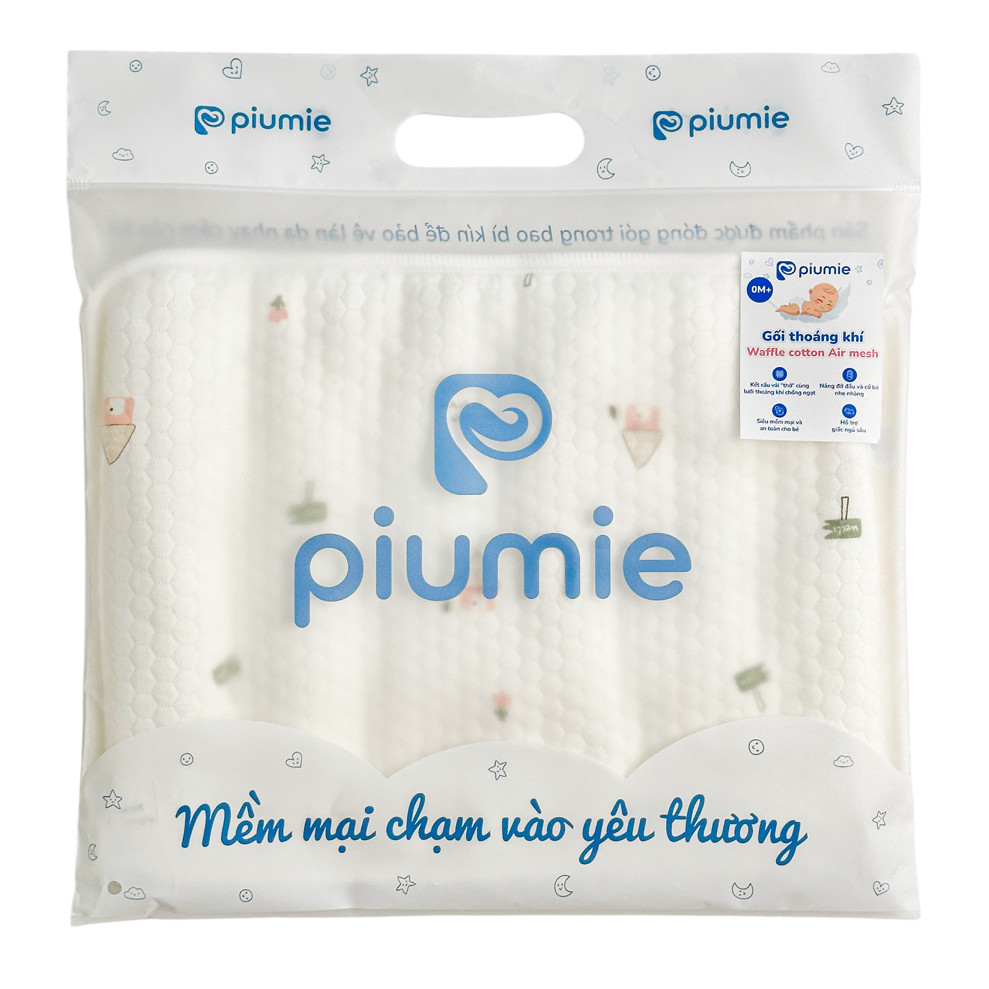 Gối sơ sinh thoáng khí Waffle Cotton Air Mesh